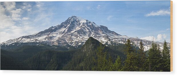 Climate Change Wood Print featuring the photograph Mount Rainier Panorama by Michael Russell