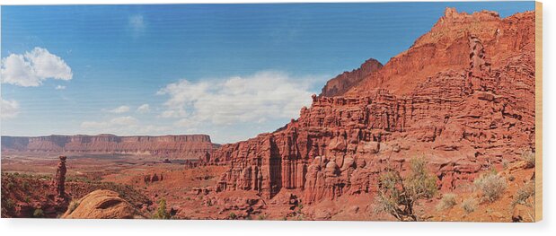 Scenics Wood Print featuring the photograph Professor Valley, Fisher Towers, Moab by Fotomonkee