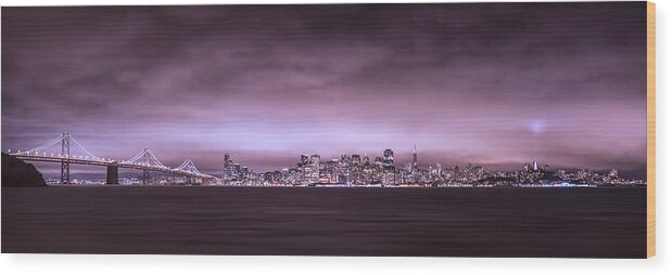San Fransisco Wood Print featuring the photograph San Fransisco Cityscape Panorama by Brad Scott