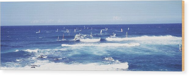 Photography Wood Print featuring the photograph Tourists Windsurfing, Hookipa Beach by Panoramic Images