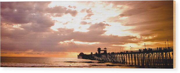 Sunset Wood Print featuring the photograph Oceanside Pier Sunset by Mickey Clausen