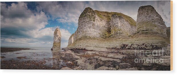 Cliffs Wood Print featuring the photograph Stack and chalk cliff #3 by Mariusz Talarek