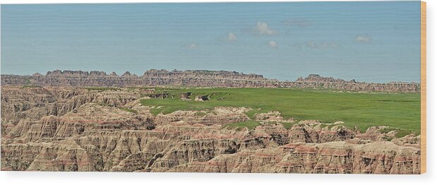 Badlands Wood Print featuring the photograph Badlands Panorama by Nancy Landry