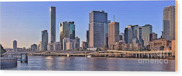 Australia Wood Print featuring the photograph Brisbane river in the afternoon by Agnes Caruso