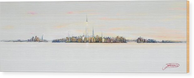 Manhattan Wood Print featuring the painting Dawns Early Light by Jack Diamond