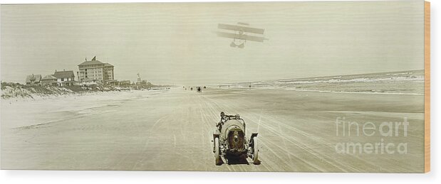 Daytona Beach Wood Print featuring the photograph Driving on the Beach by Jon Neidert