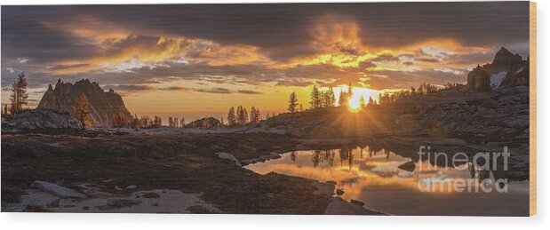 Enchantments Wood Print featuring the photograph Enchantments Golden Sunrise Light by Mike Reid