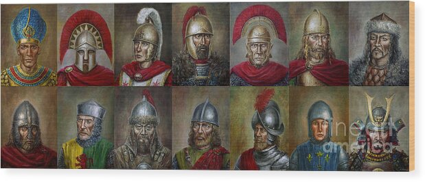 Warrior Wood Print featuring the painting Famous warriors in history by Arturas Slapsys