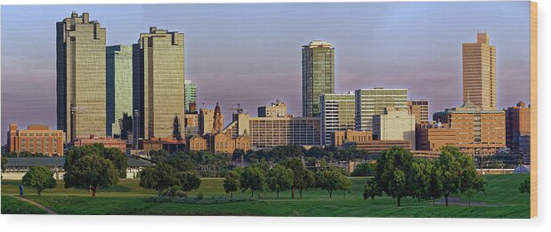 Fort Worth Wood Print featuring the photograph Fort Worth Colorful Sunset by Jonathan Davison