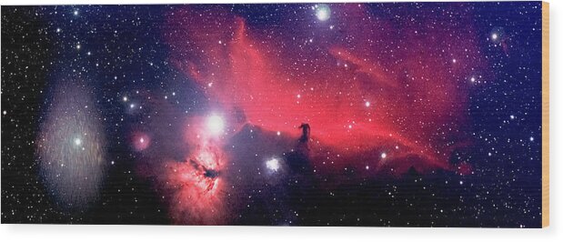Astrophotography Wood Print featuring the photograph Horsehead Nebula Panorama by Jim DeLillo