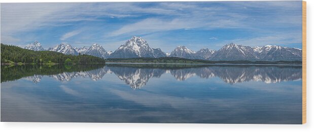 Wyoming Wood Print featuring the photograph Jackson Lake Panorama by Darren White