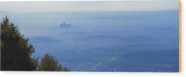Los Angeles Wood Print featuring the photograph LA in Smog by Jeff Kurtz