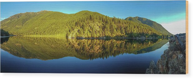 Lazy Lake Wood Print featuring the photograph Lazy lake panorama by Thomas Nay