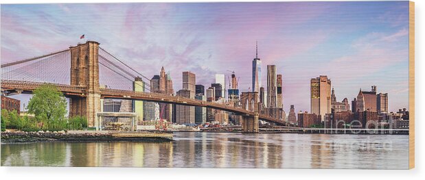 New York Wood Print featuring the photograph Lower Manhattan skyline panorama, New York, USA by Matteo Colombo
