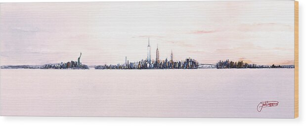 Skyline Wood Print featuring the painting May Sky In Manhattan by Jack Diamond