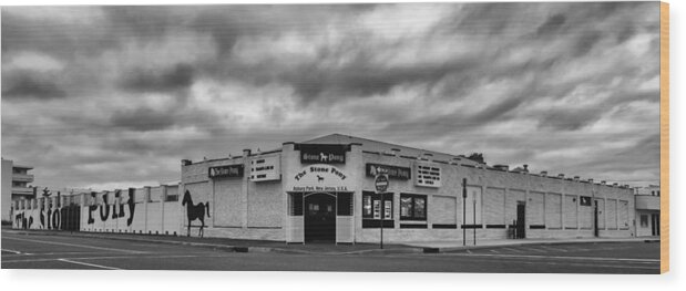 Terry D Photography Wood Print featuring the photograph The Stone Pony Asbury Park New Jersey Black and White by Terry DeLuco