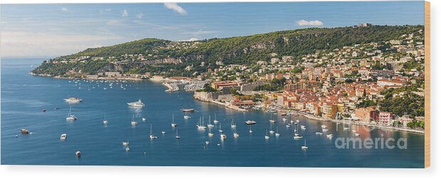 Villefranche-sur-mer Wood Print featuring the photograph French Riviera panorama by Elena Elisseeva