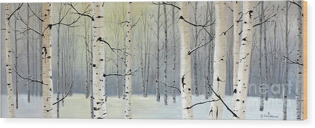 Birch Wood Print featuring the painting Winter Birch Forest by Julie Peterson