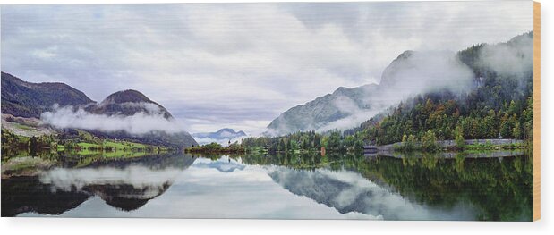 Scenics Wood Print featuring the photograph Morning Misty Panorama by Kari Siren
