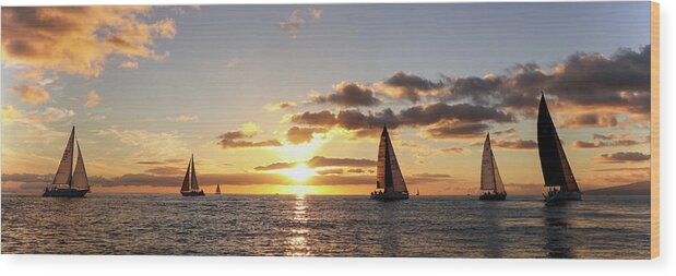 Sunset Wood Print featuring the photograph Racing The Sun by Bari Rhys