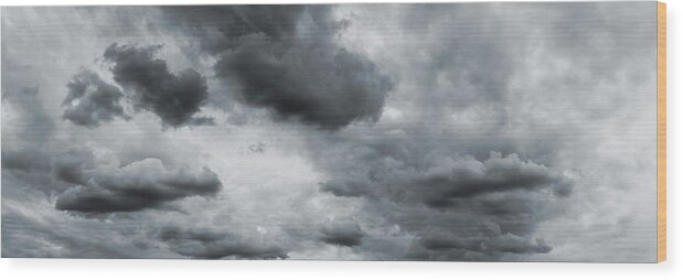 Scenics Wood Print featuring the photograph Stormy Sky With Dark Nimbus Thunder by Leezsnow