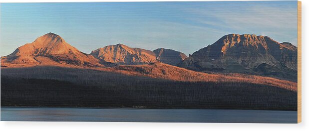 American West Wood Print featuring the photograph Sunset On Peaks Over St. Marys Lake by Theodore Clutter