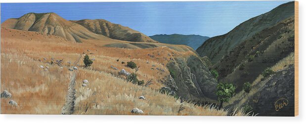 California Wood Print featuring the painting The Fields of White Water Reserve by Elizabeth Mordensky