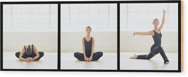 Ballet Dancer Wood Print featuring the photograph Three Different Postures Performed By A by George Doyle