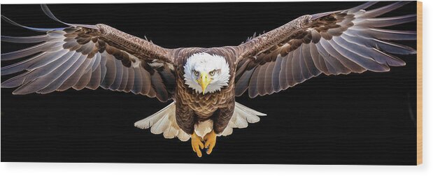 Eagle Wood Print featuring the digital art Eagle Flying towards you 01 by Matthias Hauser