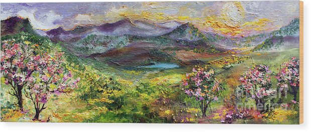 Mountain Oil Paintings Wood Print featuring the painting Georgia Mountain Retreat In Spring by Ginette Callaway