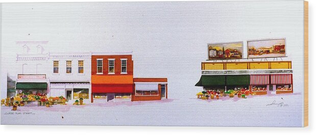 Produce Markets Wood Print featuring the painting Markets on King St. by William Renzulli