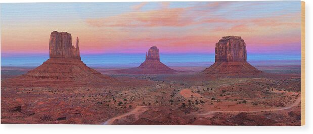 Desert Wood Print featuring the photograph Monument Valley Just After Dark 2 by Mike McGlothlen