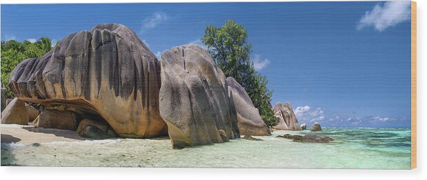 Seychelles Wood Print featuring the photograph Seychelles - Anse Source d'Argent beach on La Digue island by Olivier Parent