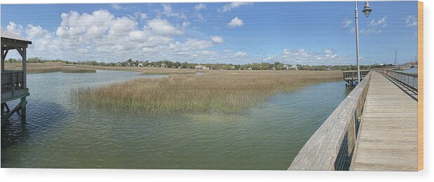 Scenic Wood Print featuring the photograph Shem Creek Panoramic by Kathy Baccari