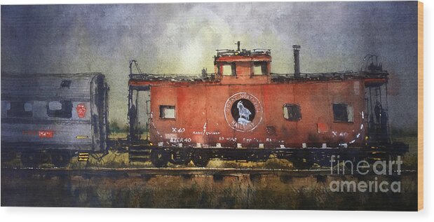 Caboose Wood Print featuring the painting Radio Equipped by Tim Oliver