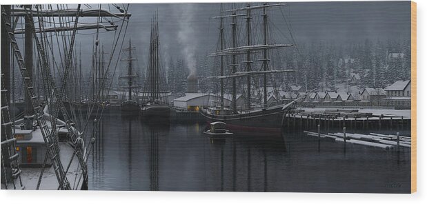 Digital Wood Print featuring the digital art Winter's Warmth by Ron Crabb