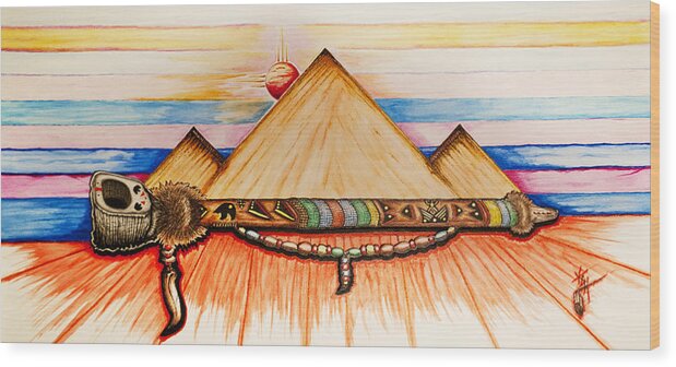 Native American Wood Print featuring the mixed media Ceremonial Peace by Kem Himelright