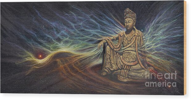 Buddha Wood Print featuring the painting Celestial Buddha by Birgit Seeger-Brooks