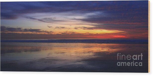 Panoramic Wood Print featuring the photograph Cardiff Twilight Reflections by John F Tsumas