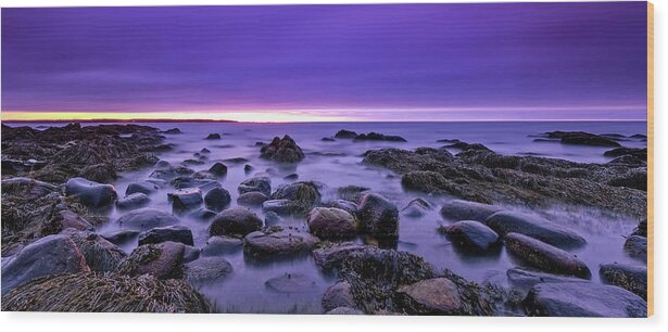 Snails Wood Print featuring the photograph Four Minutes. Long Exposure on the New Hampshire Coast. by Jeff Sinon