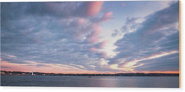 New Hampshire Wood Print featuring the photograph Big Sky Over Portsmouth Light. by Jeff Sinon