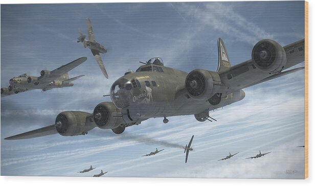 B-17 Wood Print featuring the digital art B-17 The Ragged Irregulars by Robert D Perry