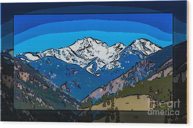 16x9 Wood Print featuring the painting Mt Gardner in the Spring Abstract Painting by Omaste Witkowski