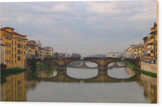 Bridge Wood Print featuring the photograph Florence Italy Bridge by Catie Canetti