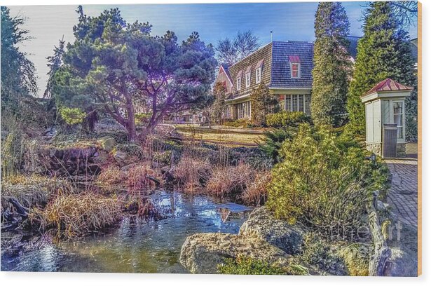 Landscape Wood Print featuring the photograph The Pond at Peddler's Village by Christopher Lotito