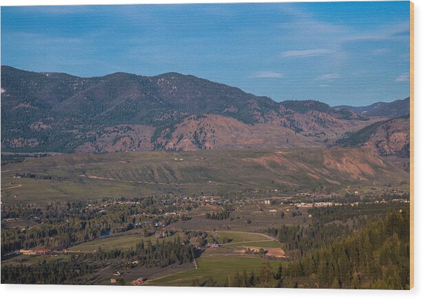 Looking Down On The Town Of Winthrop Wood Print featuring the photograph Looking Down on the Town of Winthrop Washington Landscape Photograph by Omaste Witkowski