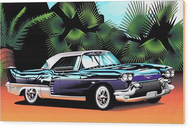 Fleattractive Wood Print featuring the digital art Florida Car by P Dwain Morris