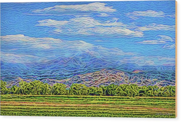 Joelbrucewallach Wood Print featuring the digital art Streaming Meadow Day by Joel Bruce Wallach