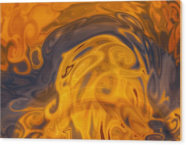 Golden Waves Of Blue Wood Print featuring the painting Golden Waves of Blue by Omaste Witkowski