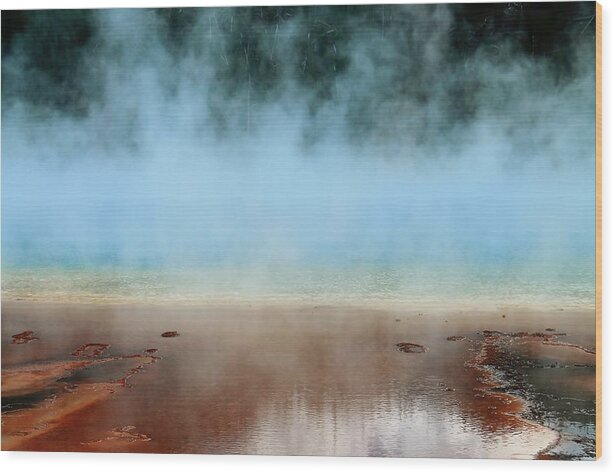 Yellowstone National Park Wood Print featuring the photograph Ice Blue and Steamy by Catie Canetti
